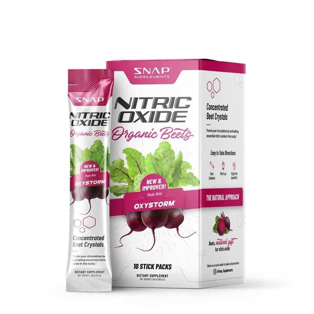 SNAP Supplements Nitric Oxide Organic Beets Stick Packs Vegan - 10 Stick Packs (10 Servings)