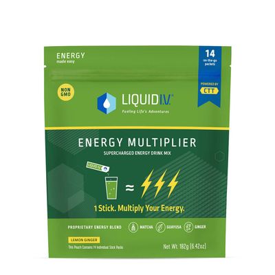 Liquid I.V. Energy Multiplier - Lemon Ginger - 14 Individual Stick Packs