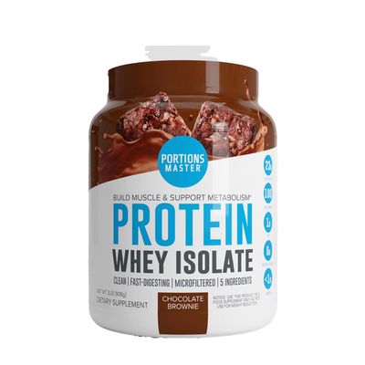 Portions Master Protein Whey Isolate - Chocolate Brownie - 2Lb - 32 Servings