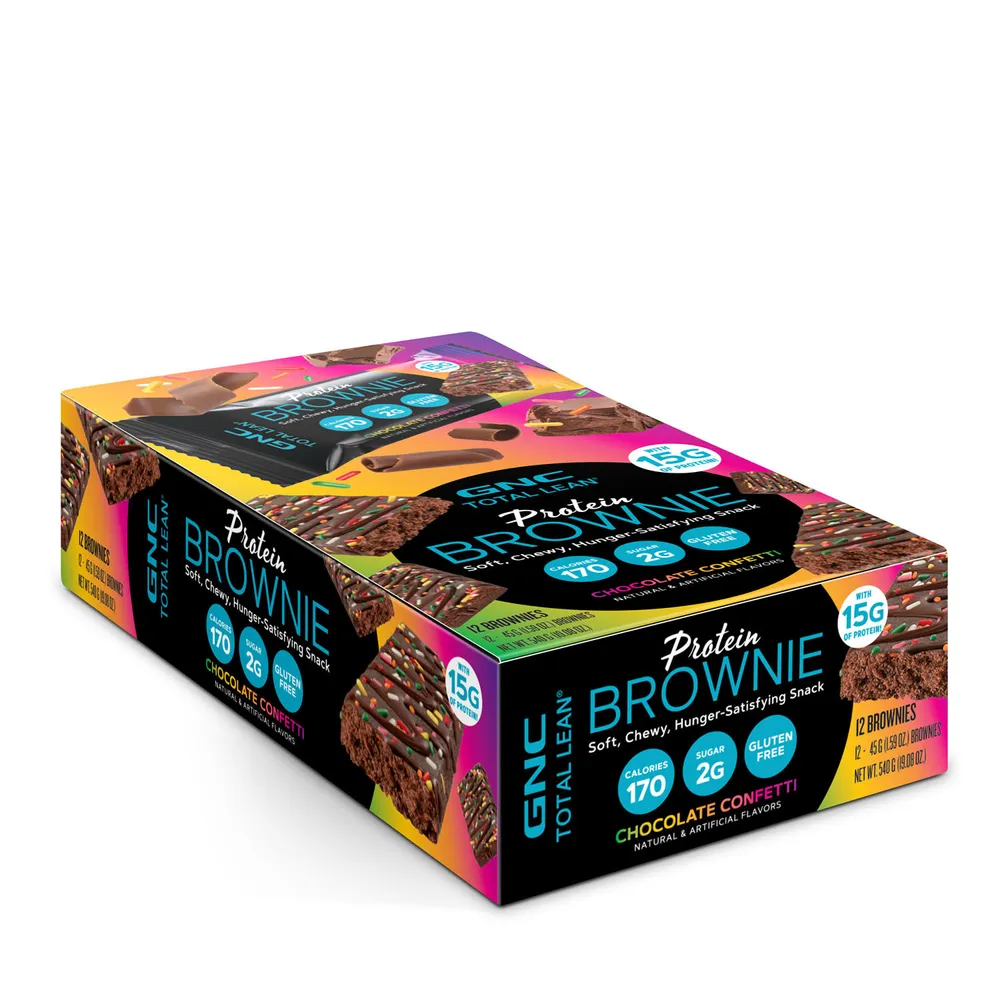 GNC Total Lean Protein Brownie Gluten-Free - Chocolate Confetti (12 Brownies)