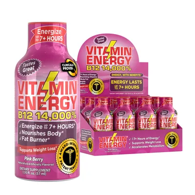Vitamin Energy B12 14,000% - Pink Berry - 12 Bottles