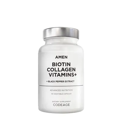 Codeage Amen - Biotin Collagen Vitamins+ with Black Pepper Extract - 90 Vegetable Capsules