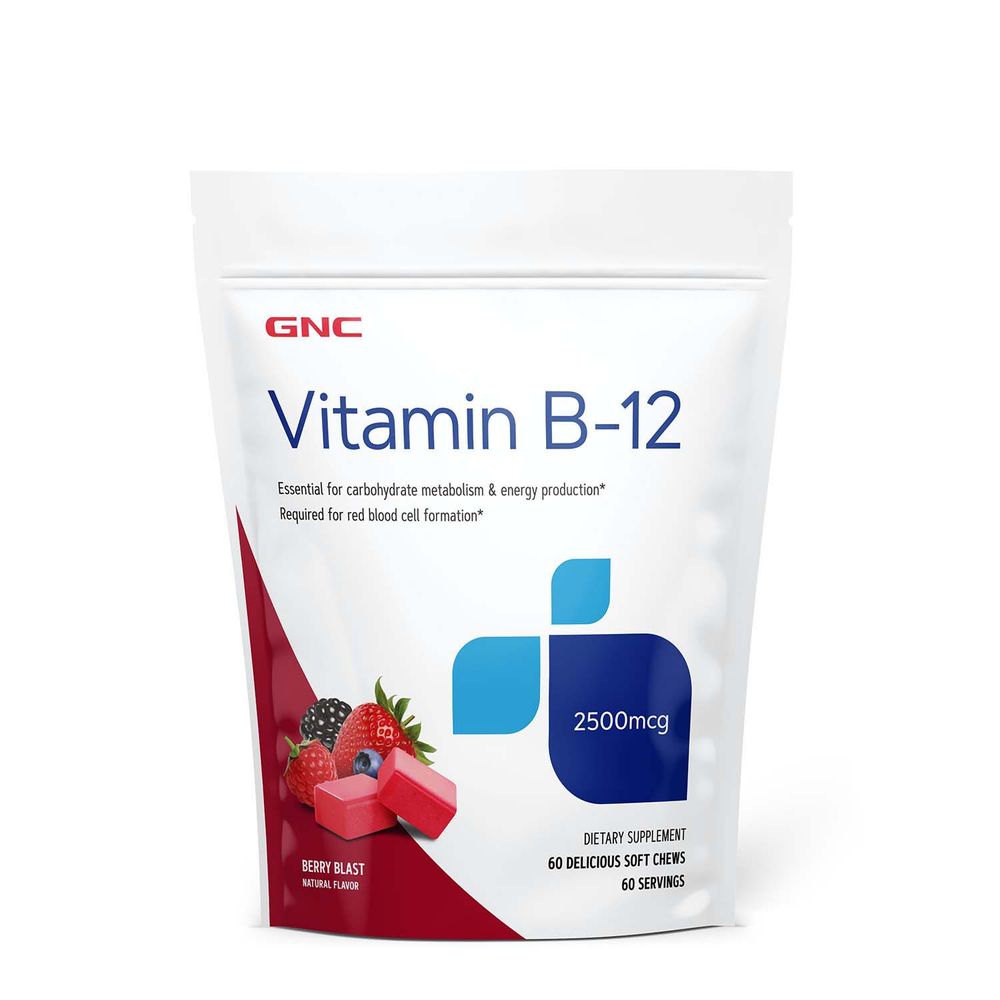 GNC Vitamin BHealthy -12 2500 Mcg Healthy - Berry Blast Healthy - 60 Soft Chews (60 Servings)