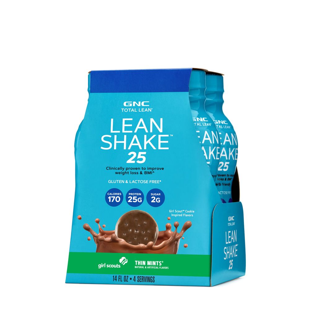 GNC Total Lean Lean Shake 25 Healthy - Girl Scout Thin Mints Healthy - 14Oz. (4 Bottles)