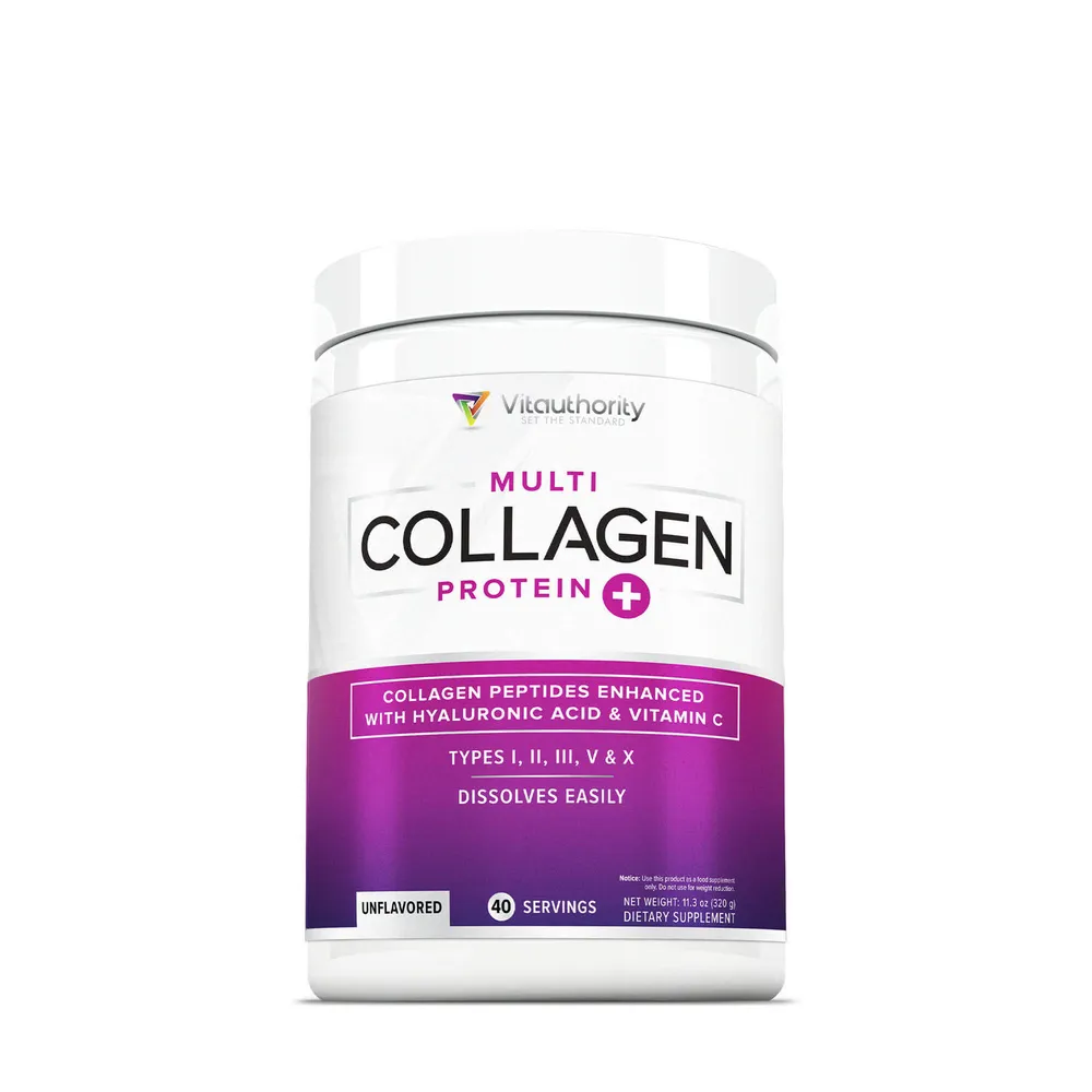 Vitauthority Multi Collagen Protein Vitamin C - Unflavored Vitamin C - 11.3 Oz. (40 Servings)