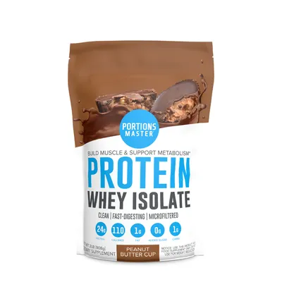 Portions Master Protein Whey Isolate Daily Intake - Peanut Butter Cup (32 Servings) Daily Intake - 2 lbs