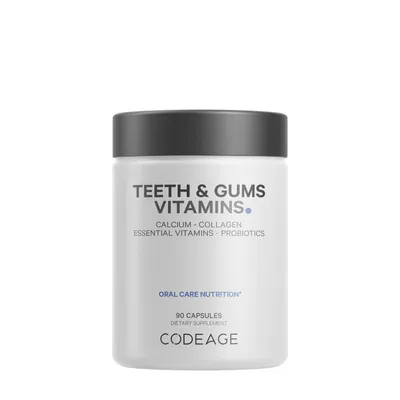 Codeage Teeth & Gums Vitamins - Daily Multivitamins & Minerals + Collagen - 90 Capsules (30 Servings)