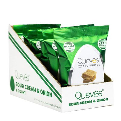 Quevos Egg White Chips - Sour Cream and Onion - 6 Bags
