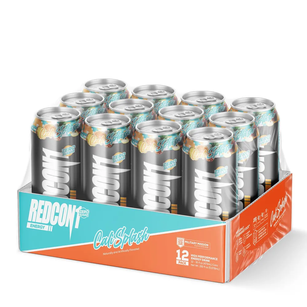 REDCON1 High Performance Energy Drink: Cali Splash - 16Oz. (12 Cans)