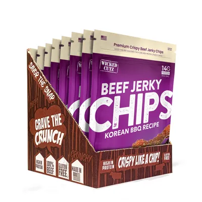 Wicked Cutz Jerky Chips - Korean Bbq (8 Bags)