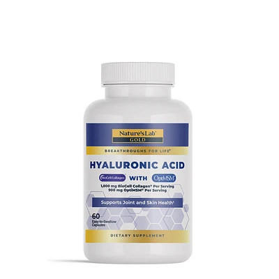 Nature's Lab Hyaluronic Acid with Biocell Collagen & Msm Healthy - 60 Capsules (20 Servings)