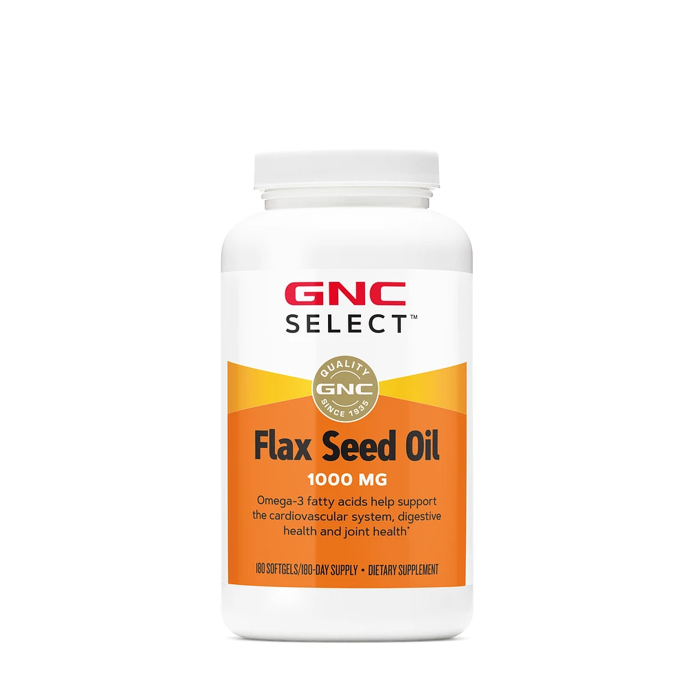 GNC Select Flax Seed Oil 1000Mg - 180 Softgels (180 Servings)