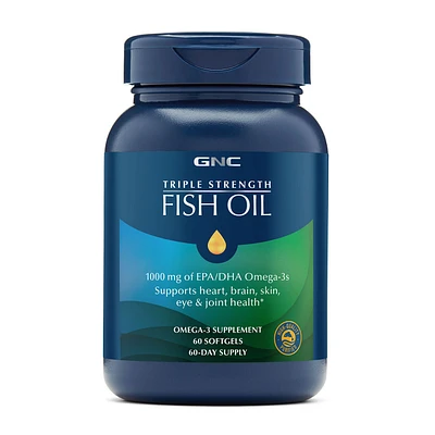 GNC Triple Strength Fish Oil 1000Mg - 60 Softgels (60 Servings)