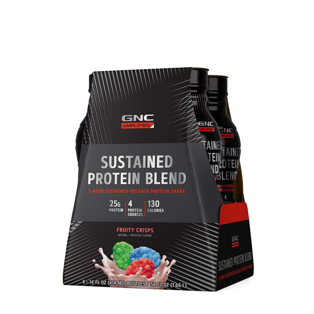 GNC AMP Sustained Protein Blend - Fruity Crisps - 4 Bottles