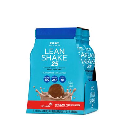 GNC Total Lean Lean Shake 25 - Girl Scout Chocolate Peanut Butter - 4 Bottles