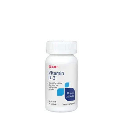 GNC Vitamin D3 50Mcg Healthy - 200 Softgels (200 Servings)