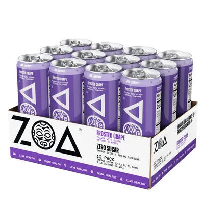 ZOA Zero Sugar Energy Drink - Frosted Grape - 12 Cans