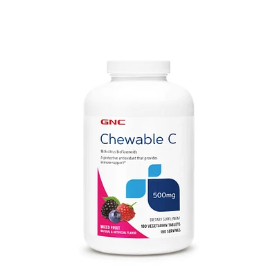 GNC Chewable C 500Mg Healthy - Mixed Fruit 180 Tablets (180 Servings)