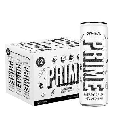PRIME Energy Drink Vegan - Original Vegan - 12Oz. (12 Cans) Vegan - Zero Sugar