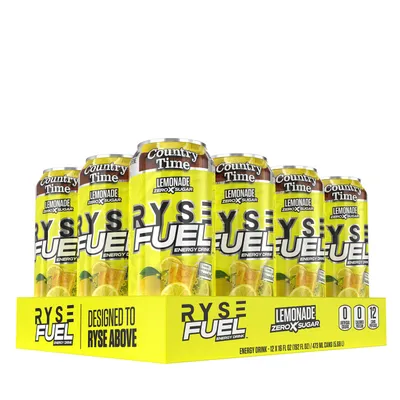 RYSE Ryse Fuel Energy Drink Vitamin C - Country Time Lemonade Vitamin C - 16Oz. (12 Cans)