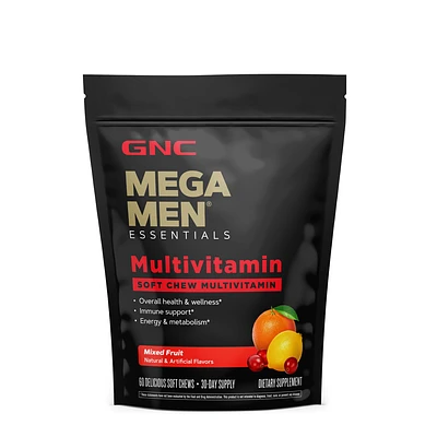 GNC Mega Men Soft Chew Multivitamin Healthy - Mixed Fruit Healthy - 60 Soft Chews (30 Servings)