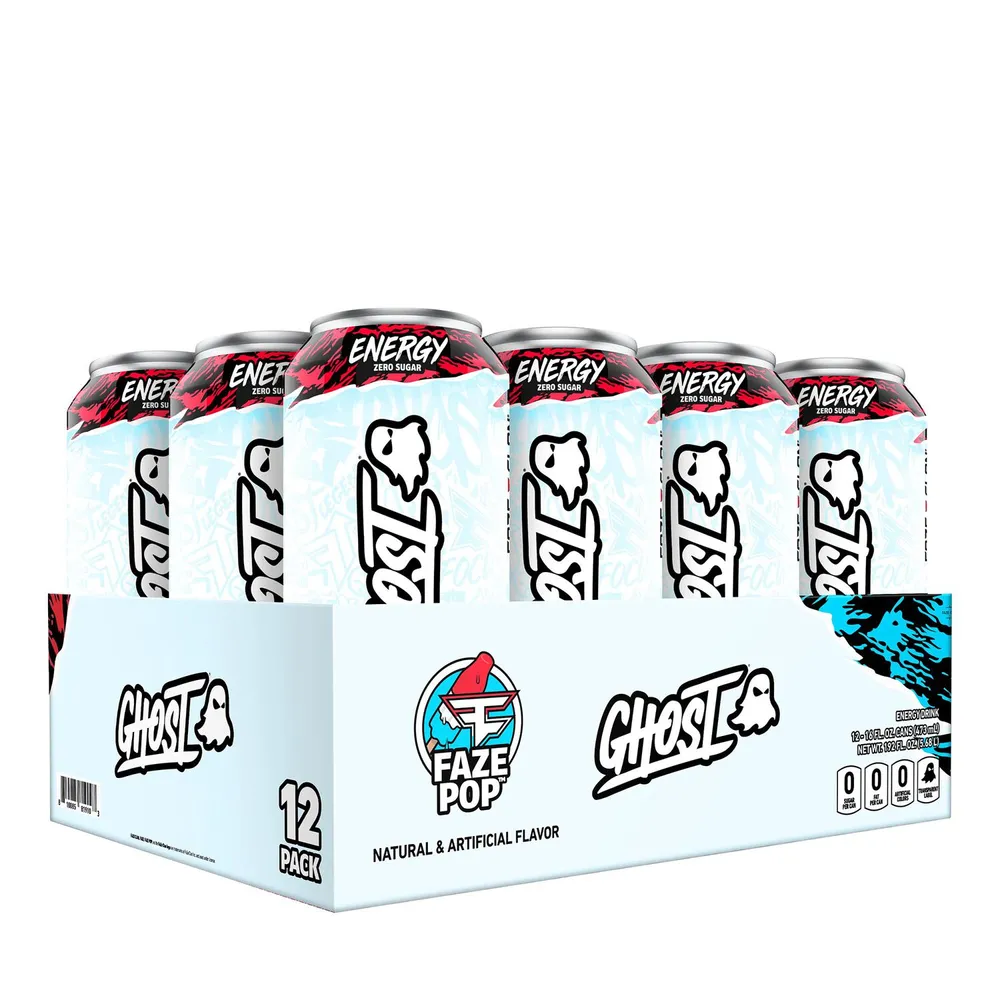 GHOST Energy Drink - Faze Pop - 16Oz. (12 Cans) - Zero Sugar