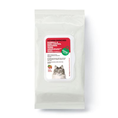 GNC Pets Hairball & Shed Control Grooming Wipes- Sweet Cherry Almond - 100 Wipes