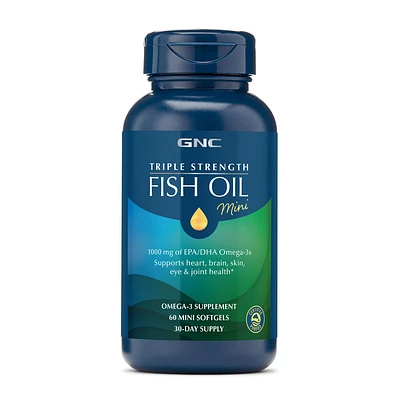 GNC Triple Strength Fish Oil Mini - 60 Softgels (30 Servings)