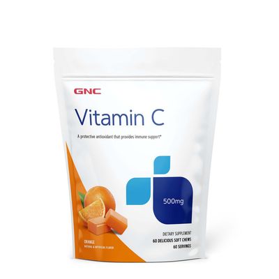 GNC Vitamin C Soft Chews 500Mg Healthy - Orange Healthy - 60 Soft Chews (60 Servings)