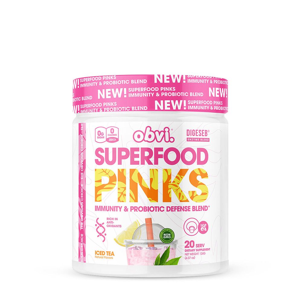 obvi Superfood Pinks Immunity and Probiotic Blend - Iced Tea - 4.37 Oz. (20 Servings)
