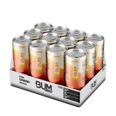 Bum Energy Energy Drink - Peach Mango - 12Oz. (12 Cans) - Zero Sugar