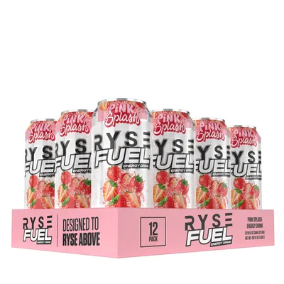 RYSE Ryse Fuel Energy Drink Vegan - Pink Splash Vegan - 16Oz. (12 Cans)
