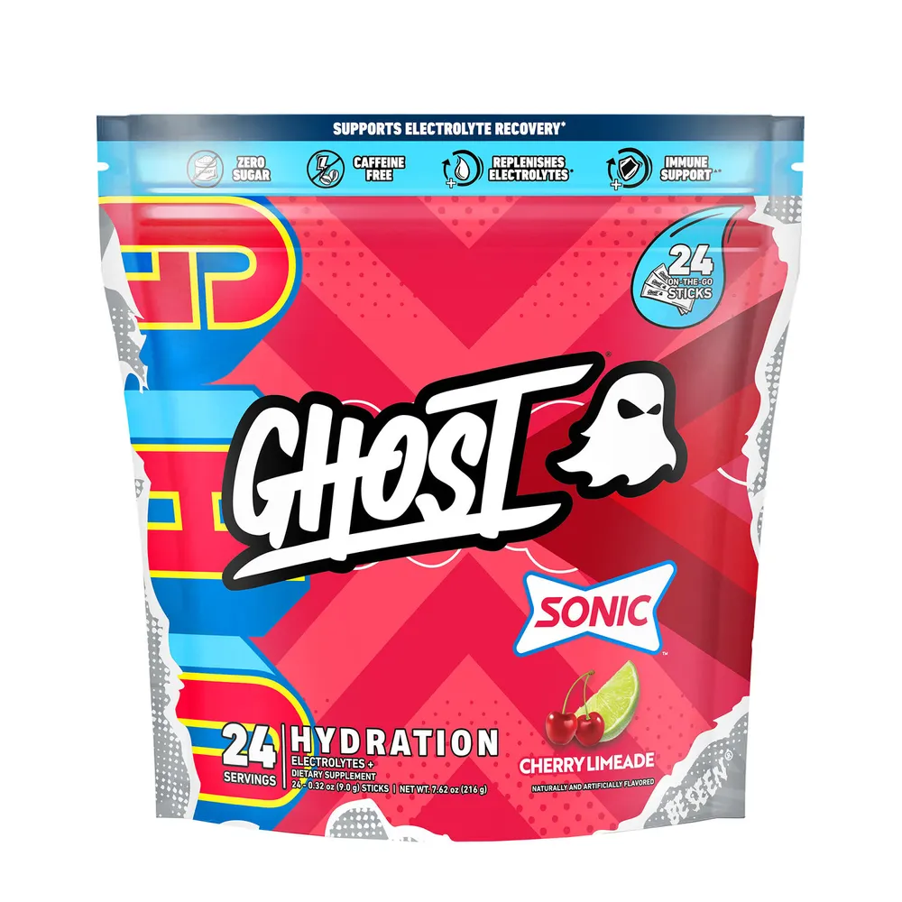 GHOST Hydration Sticks Vitamin C - Cherry Limeade (24 Stick Packs) Vitamin C - Zero Sugar