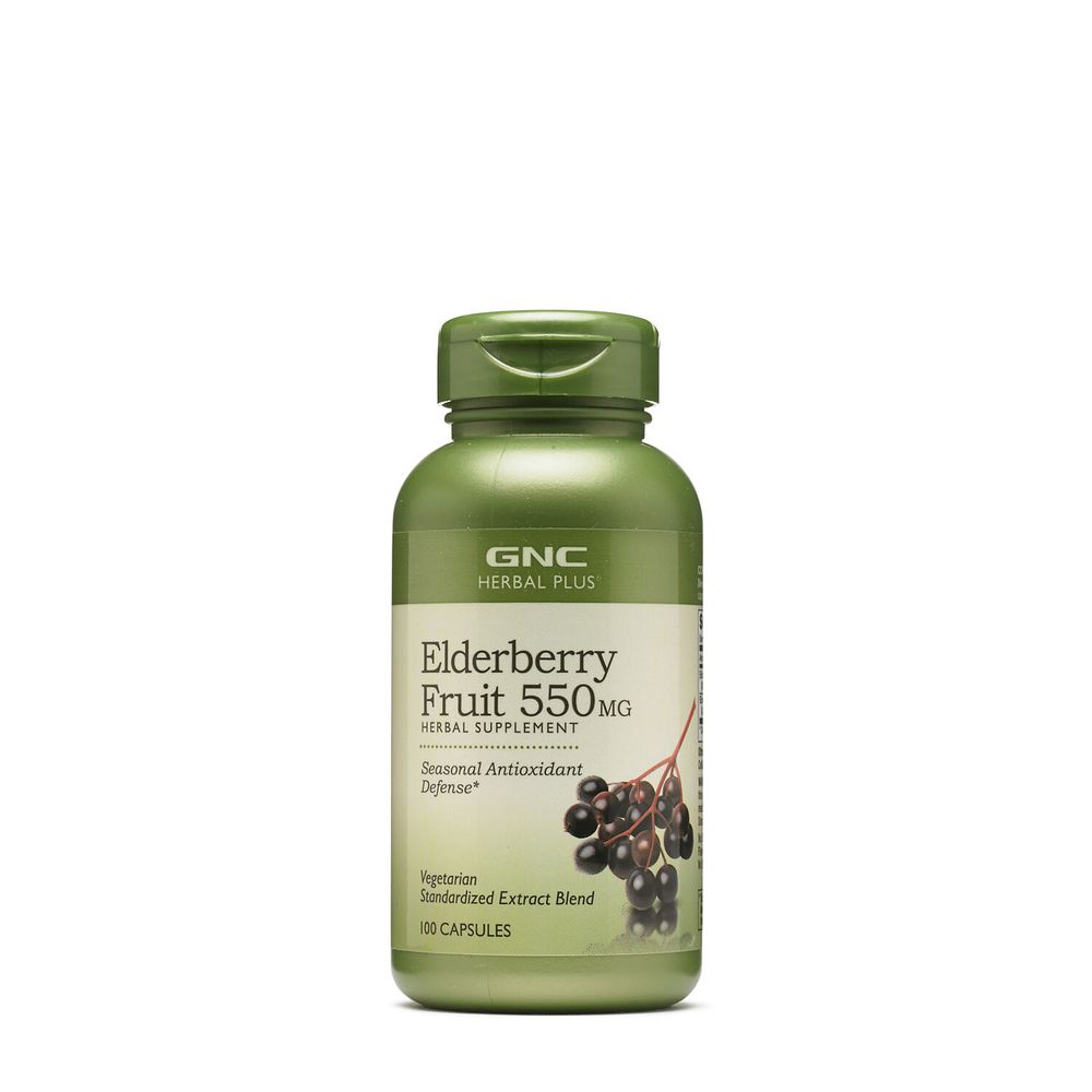 GNC Herbal Plus Elderberry Fruit 550 Mg - 100 Capsules (100 Servings)