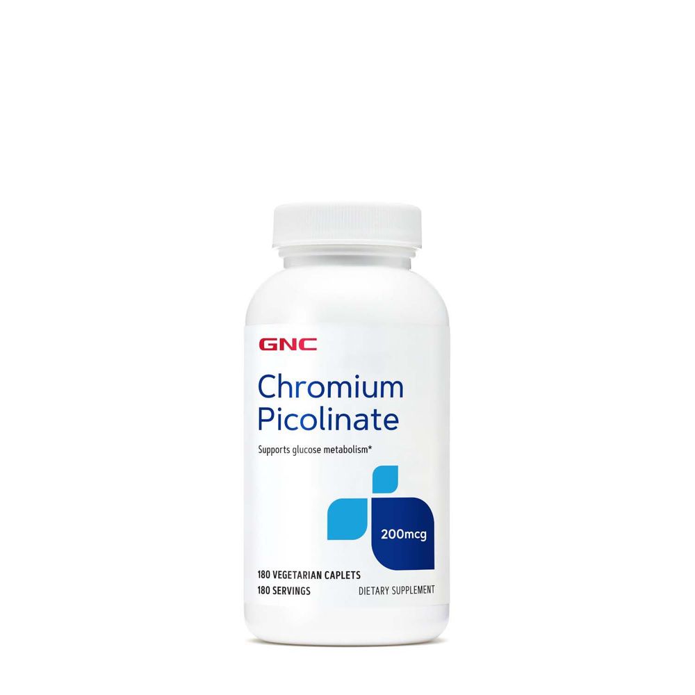 GNC Chromium Picolinate 200Mcg - 180 Vegetarian Caplets (180 Servings)