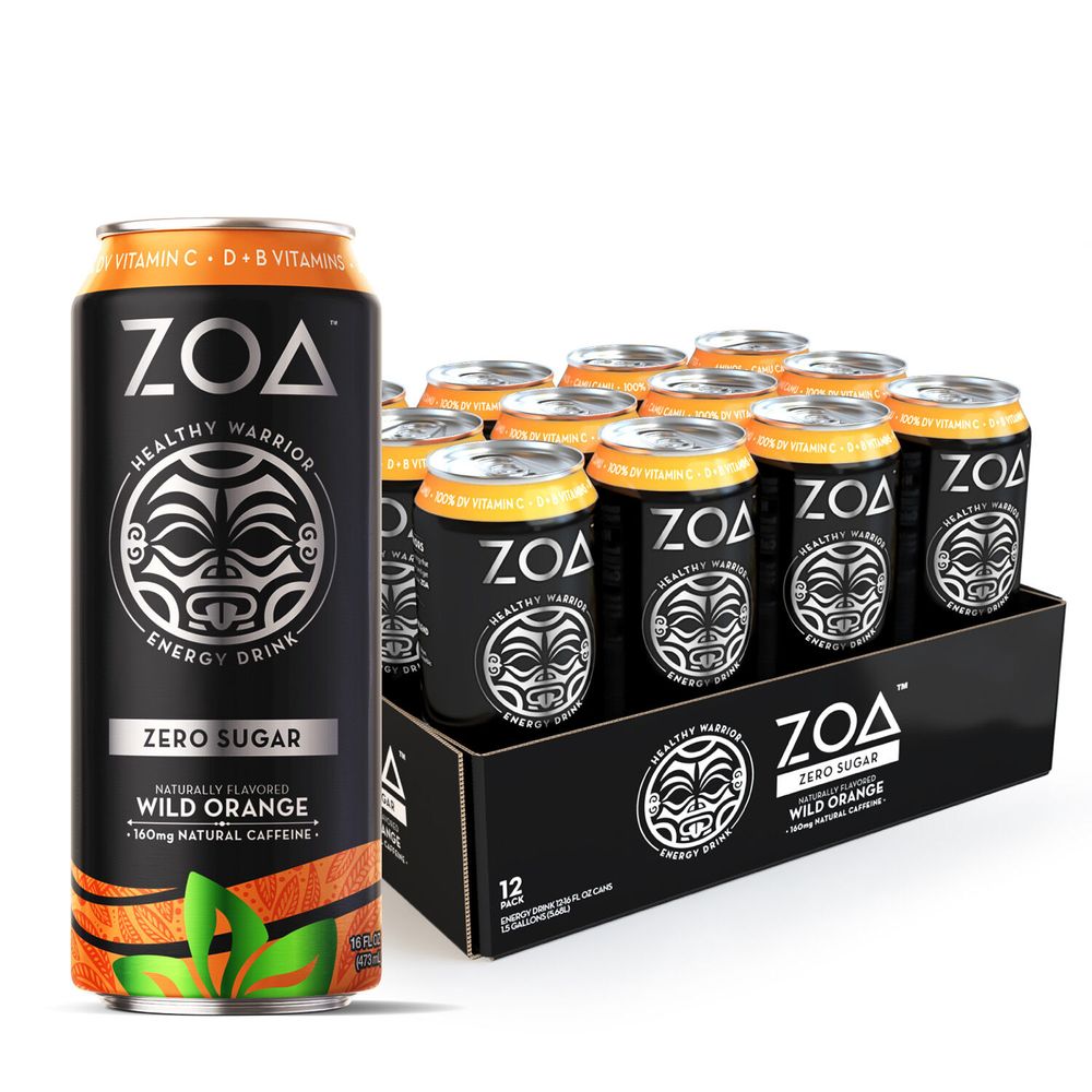 ZOA Energy Drink Zero Sugar - Wild Orange - 12 Cans