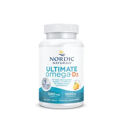 Nordic Naturals Ultimate Omega D3 Healthy - Lemon Healthy - 30 Softgels (30 Servings)