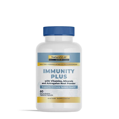 Nature's Lab Immunity Plus with Vitamins, Minerals and Astragalus Healthy - 60 Vegetarian Capsules (30 Servings)