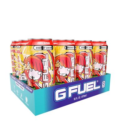 G FUEL Knuckles' Sour Power 16 Oz Energy Drink Cans - Inspired by Sonic the Hedgehog - 12 Cans