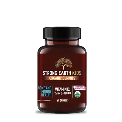 YumVs Kid's Organic Vitamin D3 Vegan - Strawberry + Raspberry Vegan - 60 Gummies (60 Servings)