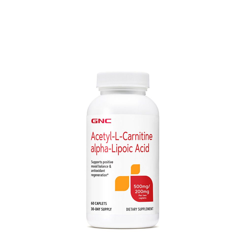 GNC Acetyl-L-Carnitine Alpha-Lipoic Acid 500Mg / 200Mg - 60 Caplets (30 Servings)
