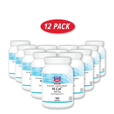 Rite Aid Hi Cal 500Mg Plus Vitamin D-3 - 12 Pack