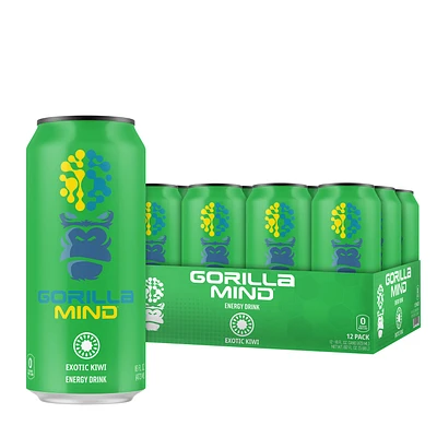 Gorilla Mind Energy Drink - Exotic Kiwi - 16Oz. (12 Cans)