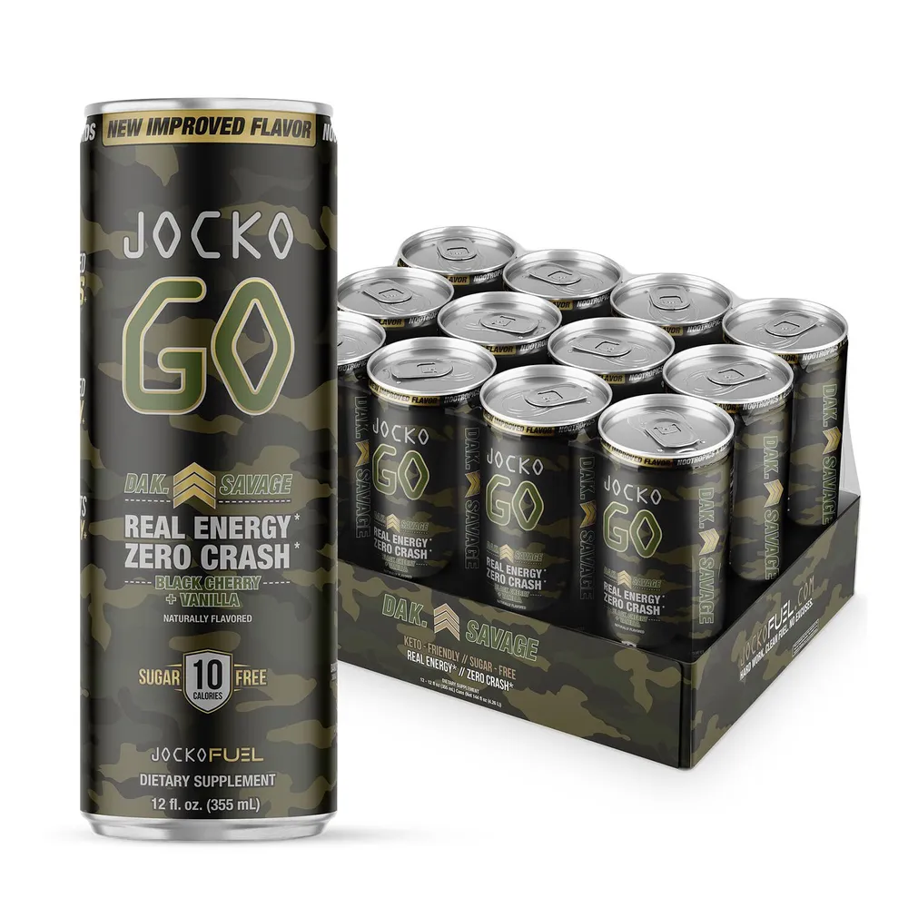 Jocko Fuel Go Energy Drink - Black Cherry + Vanilla - 12Oz. (12 Cans)
