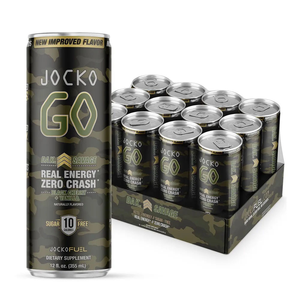 GNC Jocko Fuel Go Energy Drink - Black Cherry + Vanilla - 12 Cans