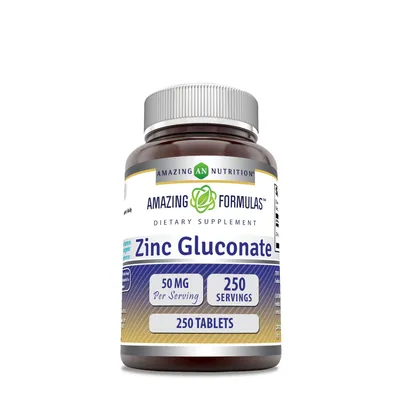 Amazing Nutrition Zinc Gluconate 50Mg - 250 Tablets (250 Servings)