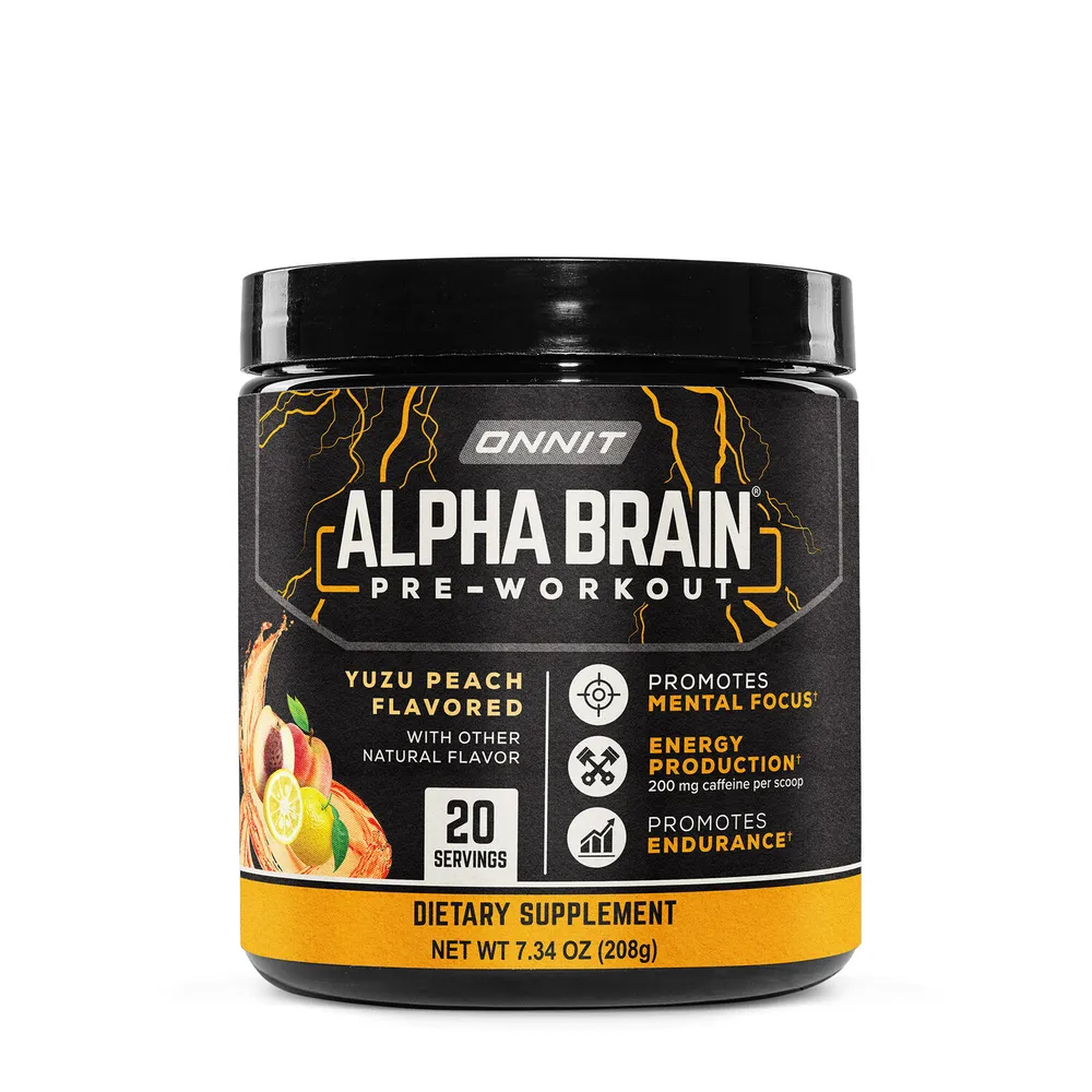 ONNIT Alpha Brain Pre-Workout Powder 7.34oz Peach Flavor