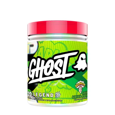 GHOST Legend All Out PreVegan -Workout Vegan - Warheads Sour Green Apple (20 Servings) Vegan - 16.2 fl. Oz