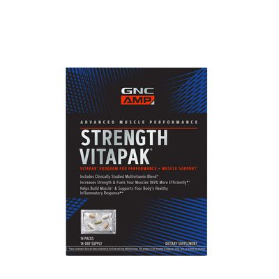 GNC AMP Strength Vitapak Program for Performance + Muscle Support - 14 Vitapaks - 150 Capsules