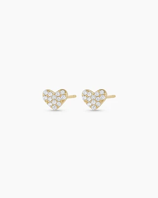 Diamond Pavé Heart Studs